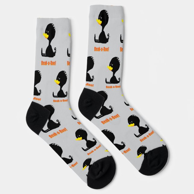Calcetines ¡Beak-a-Boo! Pato Personalizado lindo con un diver (Derecha)