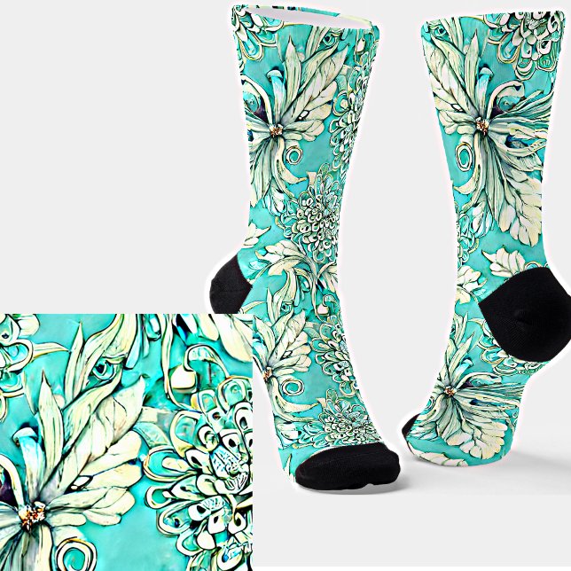 Calcetines Beautiful Light Teal Floral  (Subido por el creador)