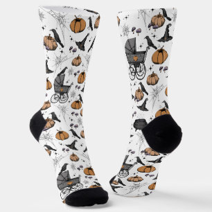 Calcetines Bebé gótico, Raven y Calabaza Halloween