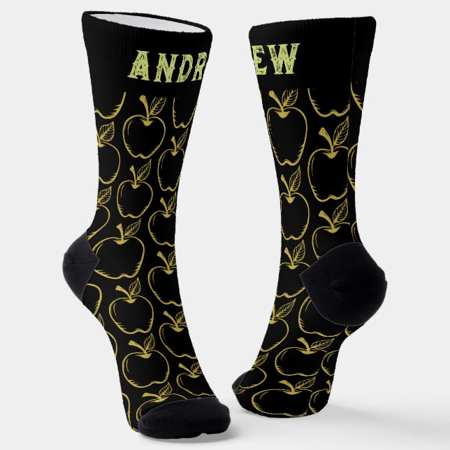 Calcetines Bebedor de sidra estampado con manzanas personaliz (Angular)