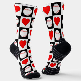 Calcetines Béisbol Jugador Baseballs & Hearts Pattern Sports