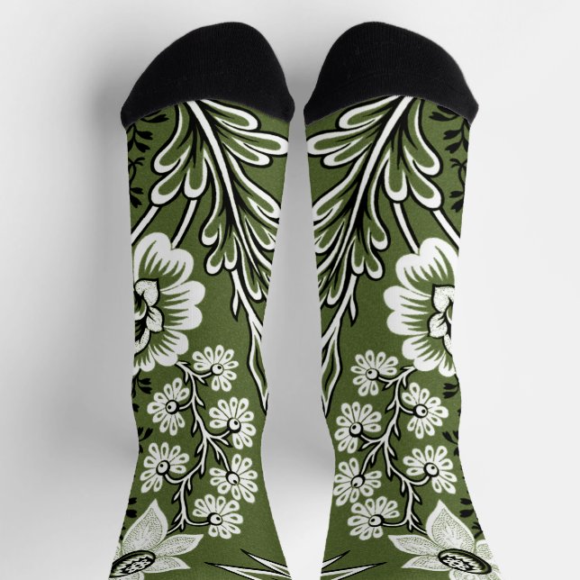 Calcetines Bella Artes de Flores Fantásticas (Moss Green) (Arriba)