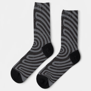 Calcetines Bella Artes del laberinto del círculo negro (gris)