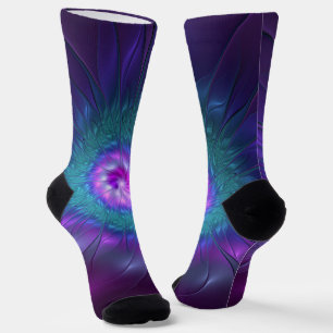 Calcetines Belleza floral abstracta arte fractal colorido flo