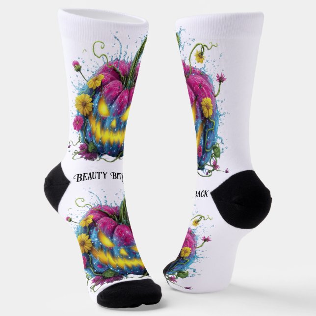 Calcetines Belleza muerde la espalda calabaza rosa azul (Angular)