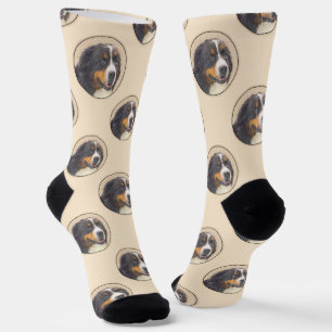 Calcetines Bernese Mountain Dog Berner Pintando arte Mascota