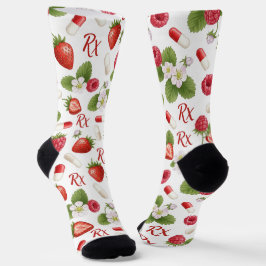 Calcetines Berry, Flower & Pill Pattern Socks de farmacia