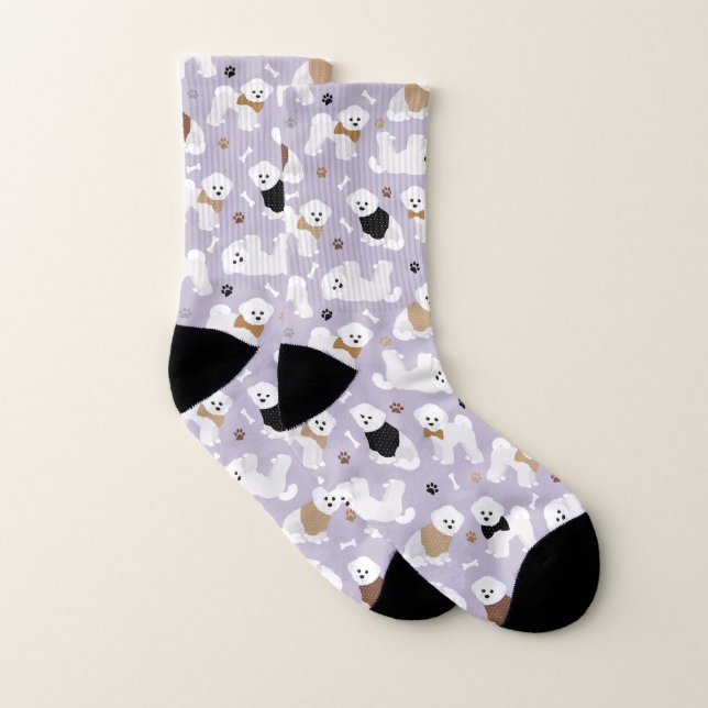 Calcetines Bichon Frise Bones y Paws Purple (Par)