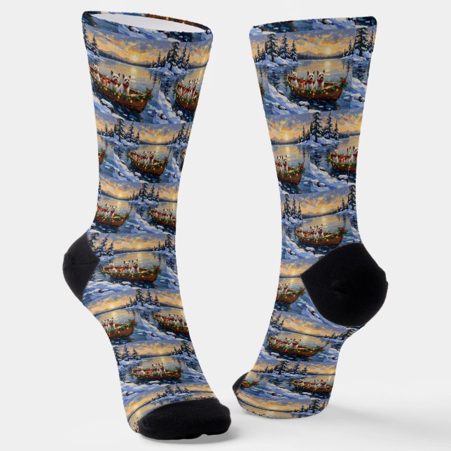 Calcetines Bichon Frise Christmas Boat Holiday (Angular)