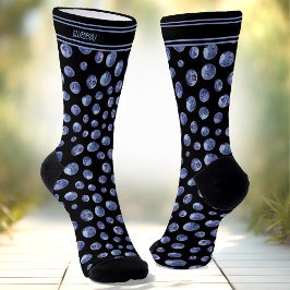 Calcetines Big Blueberry Pattern Nombre personalizado Black B