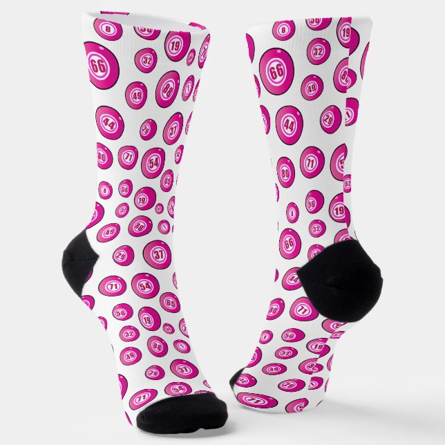 Calcetines Bingo Balls Fun Lotto Blanco Rosa (Angular)