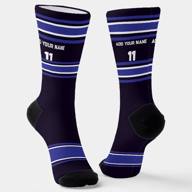 Calcetines Black and Blue Sport Jersey - Name Number Socks (Angular)