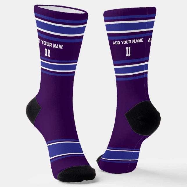Calcetines Black and Blue Sport Jersey - Name Number Socks (Angular)