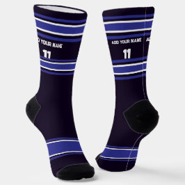 Calcetines Black and Blue Sport Jersey - Name Number Socks