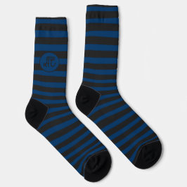 Calcetines Black and blue stripes with your initials