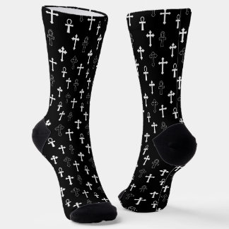 Calcetines Black and White Ankh Crucific Gothic