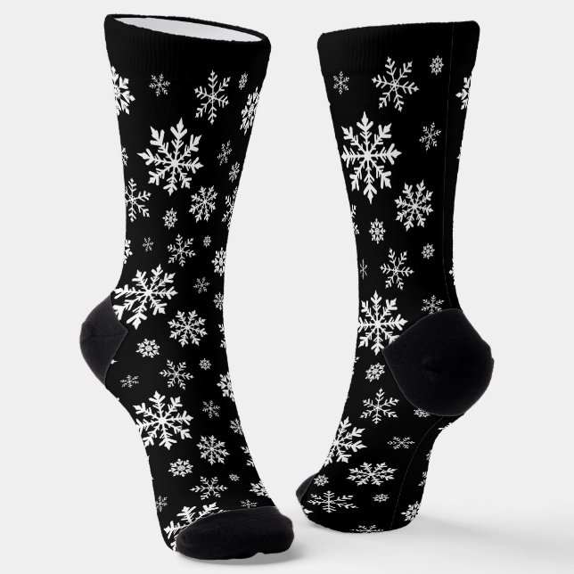 Calcetines Black And White Snowflake Pattern Winter Design (Angular)