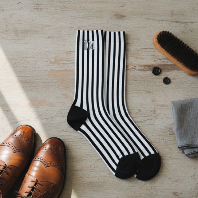 Calcetines Black and White Striped Socks, Personalized  (Subido por el creador)