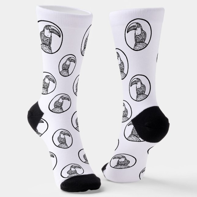 Calcetines Black and White Toucan Doodle Crew Socks (Angular)