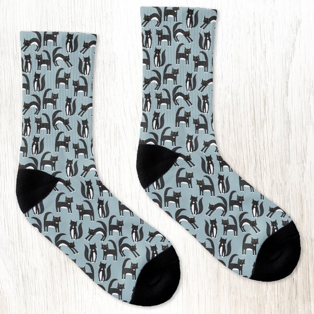 Calcetines Black and White Tuxedo Cat Pattern (Subido por el creador)