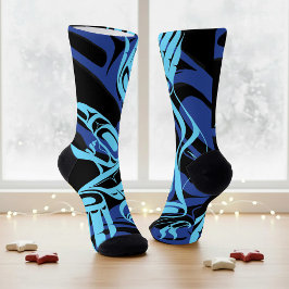 Calcetines Black Blue Haida Eagle Thunder Bird Arte Nativo