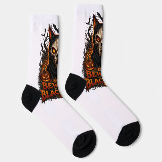 Calcetines Black Cat Skull Halloween with Jack O Lante