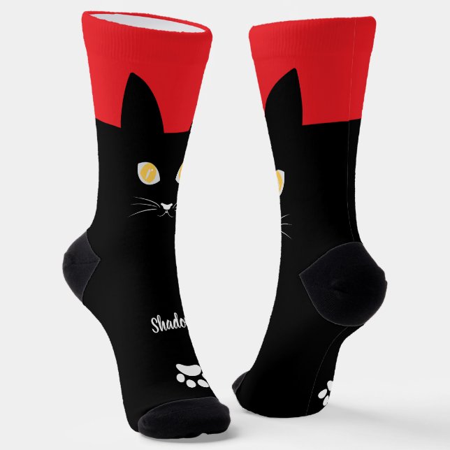 Calcetines Black Cat Socks Gift for Cat Mom & Cat Dad Lovers (Angular)