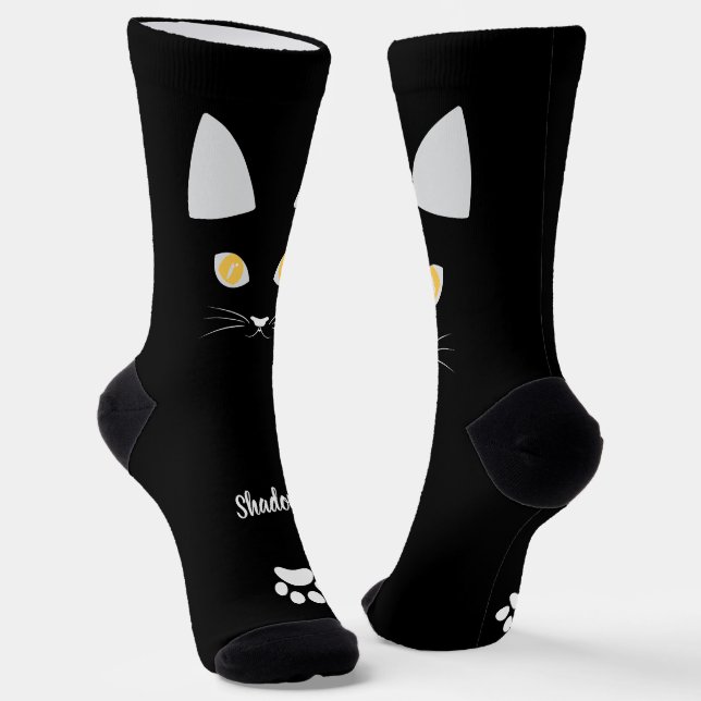 Calcetines Black Cat Socks Gift for Cat Mom & Cat Dad Lovers (Angular)