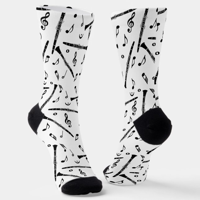 Calcetines Black Clarinets Music Notes (Angular)
