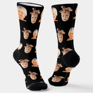 Calcetines Black Funny Personalizado 2 Face Photo Dad