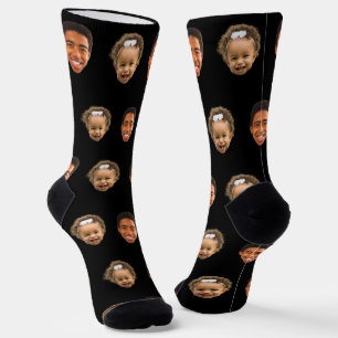 Calcetines Black Funny Personalizado 2 Face Photo Mom