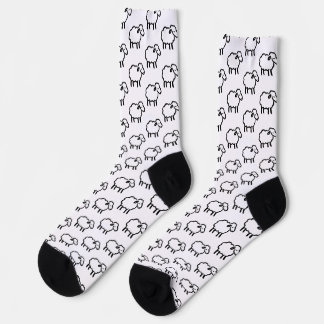 Calcetines Black Line Sheep – Cozy Animal Ink Design on
