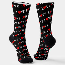 Calcetines Black LOVE Heart Elegant Trendy Black and White