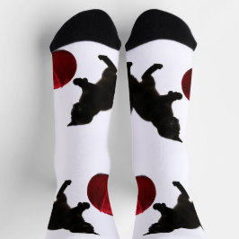 Calcetines Black Silhouette Kitty, with red wool Ball