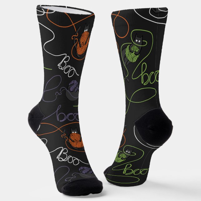 Calcetines Black Spooky "Boo-tifully Tangled Kitty Halloween (Angular)