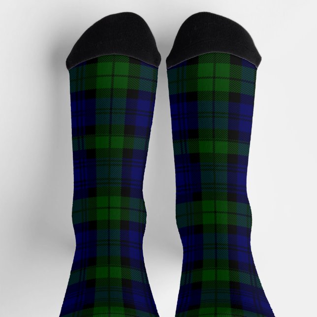Calcetines Black Watch Tartan Blue Green Plaid (Arriba)