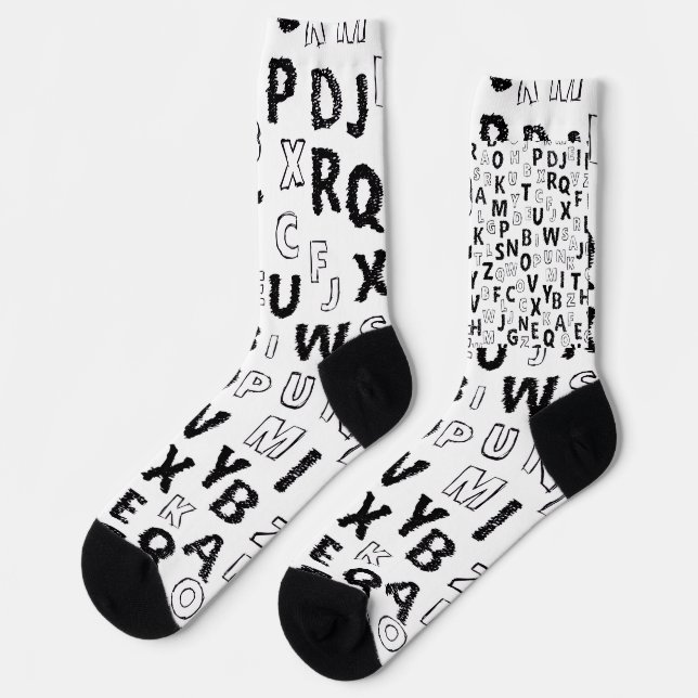 Calcetines Black & White Alphabet Pattern Crew Socks (Izquierda)