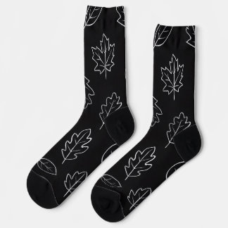 Calcetines Black & White Autumn Leaf Socks | Minimalist Fall 