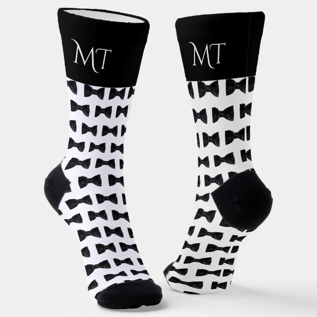 Calcetines Black & White Groomsmen Wedding Monogram (Angular)