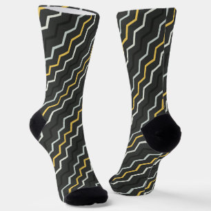 Calcetines Black Zig Zag Seamless Pattern