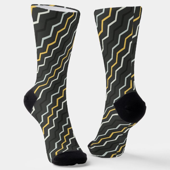 Calcetines Black Zig Zag Seamless Pattern (Angular)