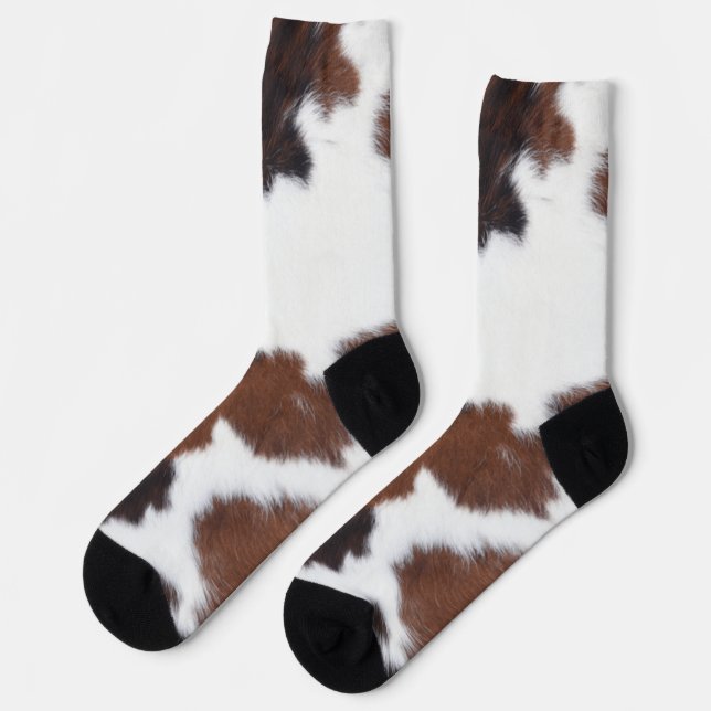 Calcetines Blanco marrón de vaca (Izquierda)