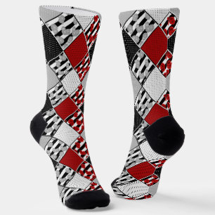 Calcetines Blanco negro con retráctil rojo