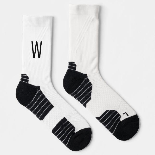 Calcetines blancos con monograma negro (Derecha)