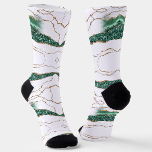 Calcetines blancos de oro verde esmeralda