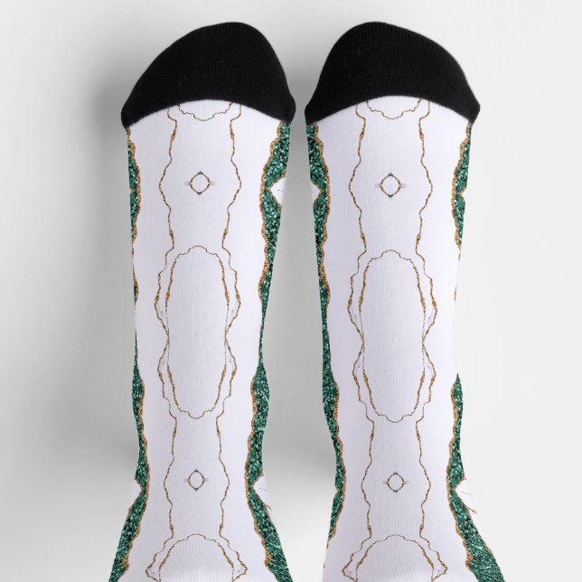 Calcetines blancos de Purpurina de oro verde (Arriba)