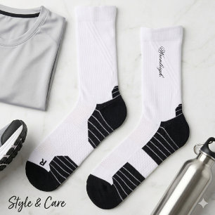 Calcetines blancos personalizados con nombre de mo