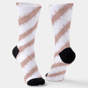 Calcetines blancos Rosa de oro Purpurina espiral