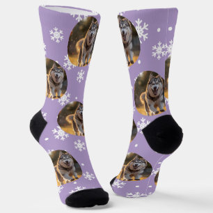 Calcetines Blob de foto personalizada - Husky copo de nieve 