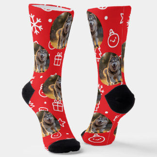 Calcetines Blob de Foto Personalizada - Husky de Invierno